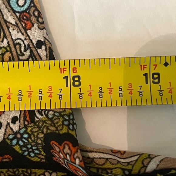 MSK Brown Orange Tan Peacock Print Boho Hippie Festival Dress NWOT Size M - Picture 10 of 13